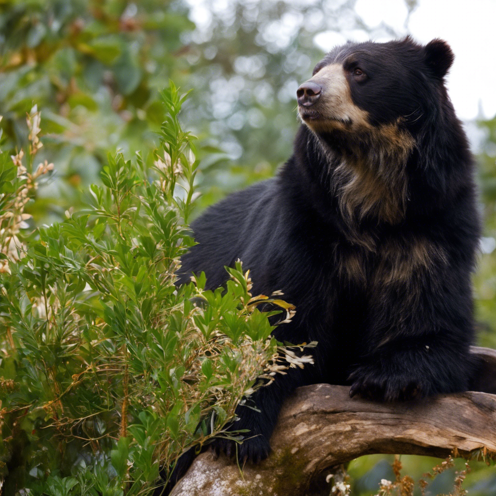 Spectacled bear in a wonderful Andean forest